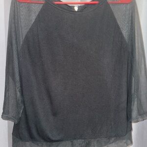 American Eagle Outfitters VTG Y2K Black Sheer Sleeve Women's Top